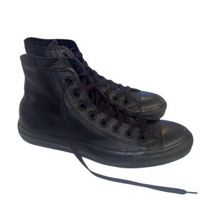 Converse Chuck Taylor All Star Mono Black Leather 7.5mens 9.5 wms Pre-owned